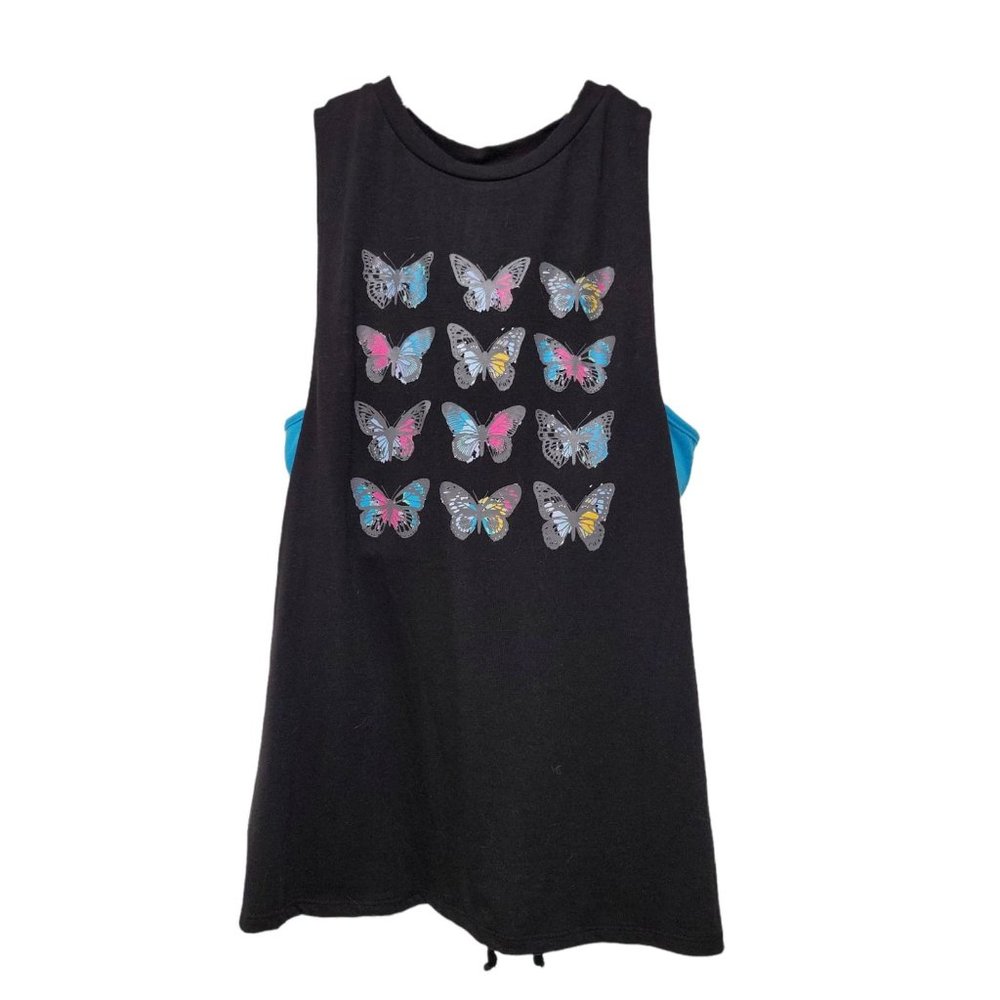 No Boundaries Juniors High Neck Butterfly Tank Top w/ Aqua Bra Size M (7-9) NEW